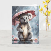 Kostbare Koala Umbrella Blume Illustration Blank Karte (Gelbe Blume)