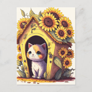 Kostbare künstlerische Darstellung Kitty Cat Illus Postkarte