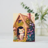 Kostbare künstlerische Darstellung Kitty Cat Illus Postkarte (Stehend Vorderseite)