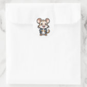 Kostbare Maus in Jacket-Cartoon-Design Runder Aufkleber (Tasche)