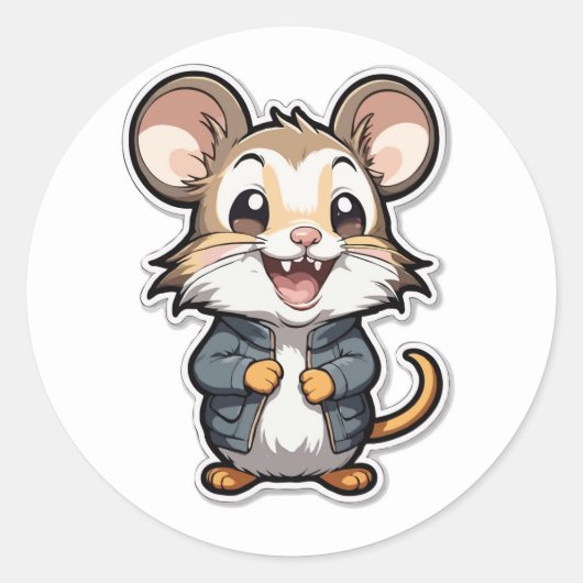 Kostbare Maus in Jacket-Cartoon-Design Runder Aufkleber (Vorderseite)