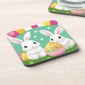 Kostbare Osterbäume mit dekorativen Eiern Getränkeuntersetzer (Linke Seite)