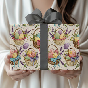 Kostbare Osterkörbe mit Lavendel Geschenkpapier