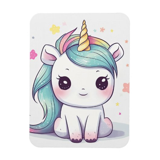 Kostbare Pastel Kawaii Einhorn Magnet (Vertikal)