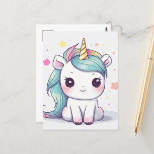 Kostbare Pastel Kawaii Einhorn Postkarte