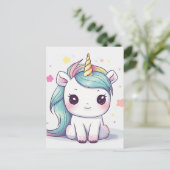 Kostbare Pastel Kawaii Einhorn Postkarte (Stehend Vorderseite)