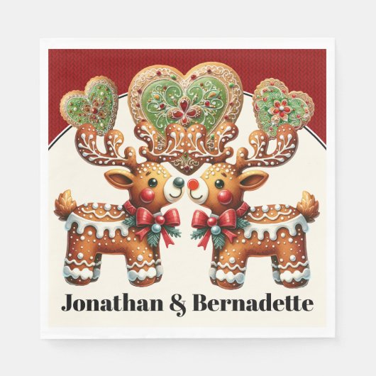 Kostbare Rentiere Liebe Serviette (Vorderseite)