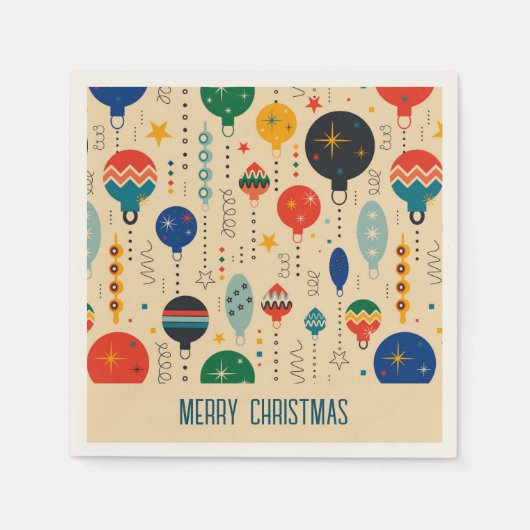 Kostbare Retro-Muster Ornamente Frohe Weihnachten Serviette (Vorderseite)