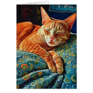 Kostbare Sleeping Ginger Cat Blank Inside Card