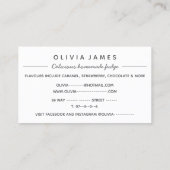 Kostbare Visitenkarte für hausgemachte Süßigkeiten (Rückseite)