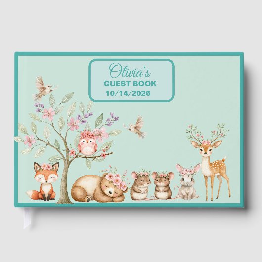 Kostbare Waldtiere Baby Shower Gästebuch (Vorderseite)