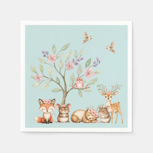 Kostbare Waldtiere Baby Shower Serviette (Vorderseite)