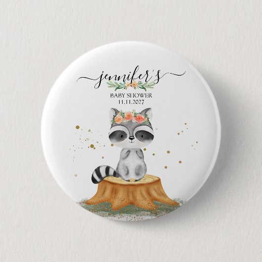 Kostbare Waschbären-Wildtier-Babyshow Button (Vorderseite)