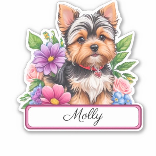 Kostbare, Yorkshire & bunte Blume Aufkleber (Vorderseite)