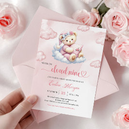 Kostbarer Teddybär Baby Shower Einladung Cloud 9