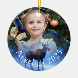 Kostbares Foto Custom Reindeer Winter Wonderland Keramik Ornament