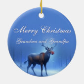 Kostbares Foto Custom Reindeer Winter Wonderland Keramik Ornament (Hinten)