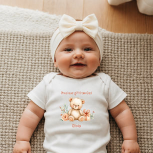 Kostbares Geschenk von Gott Teddybär Neugeborenes Baby Strampler