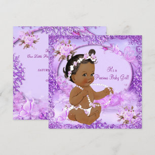 Kostbares Mädchen Baby Shower Lila Blumen Ethnisch Einladung