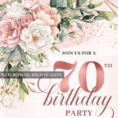 Kostbares Rosa Boho-Blumen 70. Geburtstag Einladung