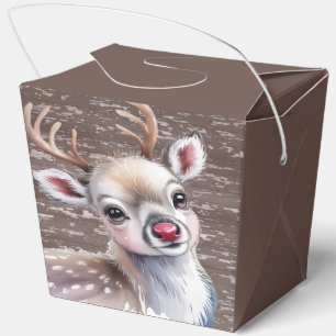 Kostbares Weißes Rentier Rotes Glänzendes Gesicht Geschenkschachtel