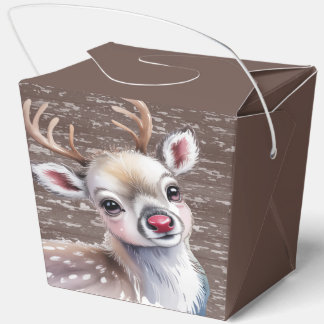 Kostbares Weißes Rentier Rotes Glänzendes Gesicht  Geschenkschachtel