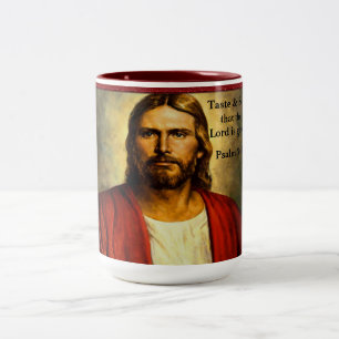 Koste und sieh, dass der Herr gütig ist. Psalm 34, Zweifarbige Tasse