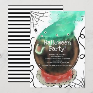 Kosten Halloween-Party Gruselige Hexe Kessel Einladung