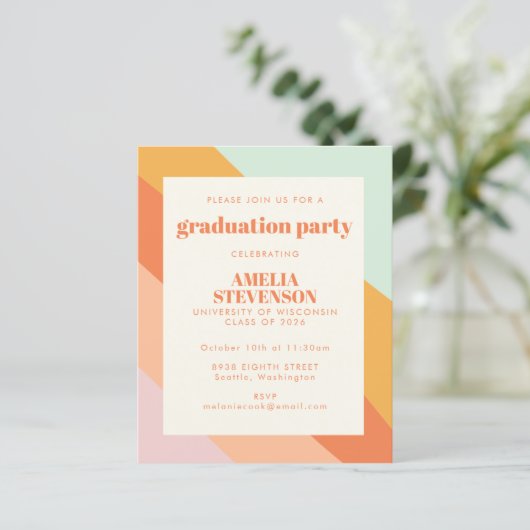 Kostenerstattungs-Retro-Stripes-Graduierungsparty (Stehend Vorderseite)