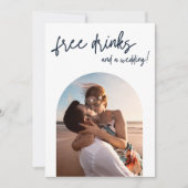 Kostenfreie Getränke Save the Date im modernen Arc Ankündigung (Vorderseite)