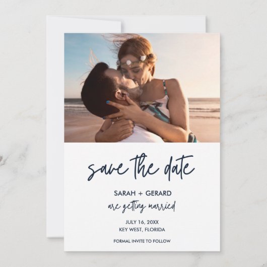 Kostenfreie Getränke Save the Date im modernen Arc Ankündigung (Rückseite)