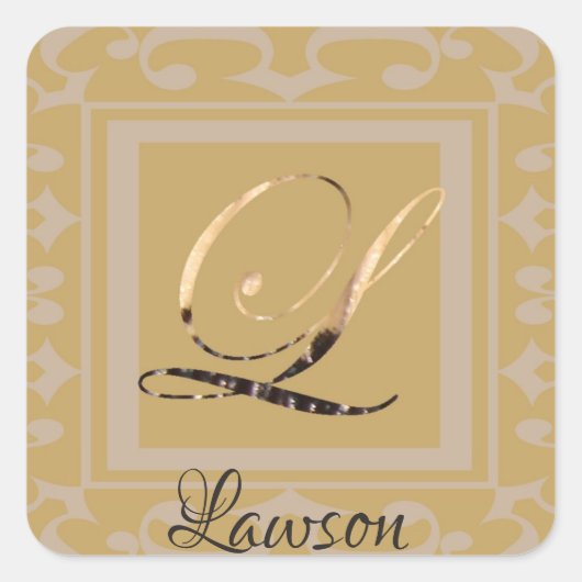 Kostengünstige Elegant Ausgeklügelter Goldbrief L Quadratischer Aufkleber (Vorderseite)