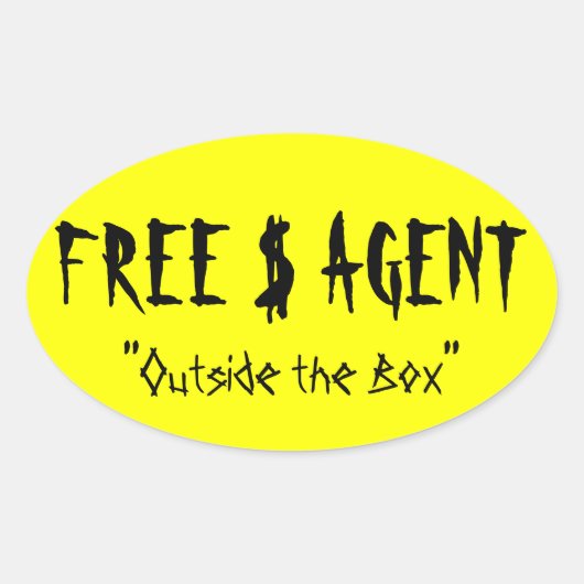 KOSTENLOS $ AGENT GEAR, gelb, oval, Aufkleber (Vorderseite)