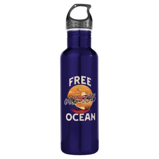 Kostenlos als Ozean - inspirierendes Strandangebot Edelstahlflasche (Vorderseite)