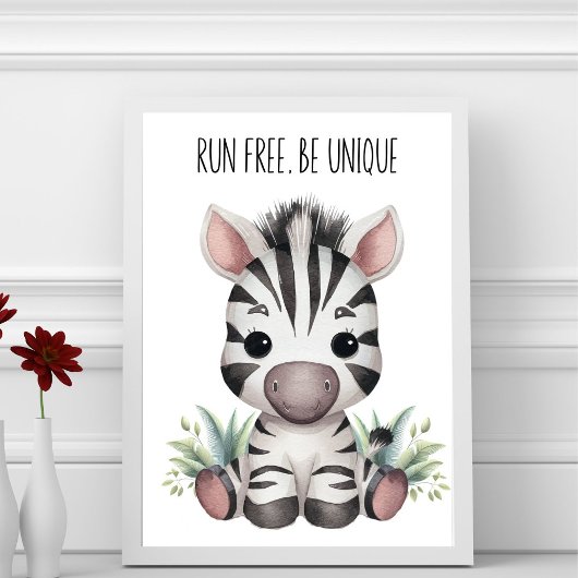 Kostenlos laufen, einzigartig sein - Baby Zebra Ki Poster