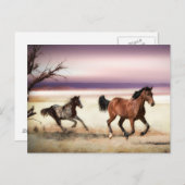 KOSTENLOS, WILD-RUNNING-PFERDE ZU SEIN POSTKARTE (Vorne/Hinten)
