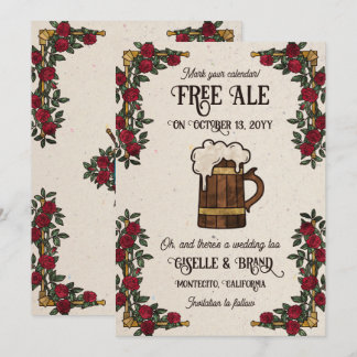 Kostenlose Ale Rote Rosen RPG-Themenhochzeit Save The Date