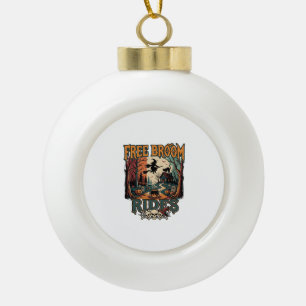 Kostenlose Besenfahrten Halloween Hexe Katze Schäd Keramik Kugel-Ornament