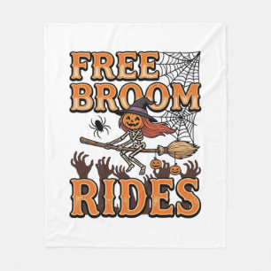 Kostenlose Besenfahrten Halloween Hexe Skelett Des Fleecedecke