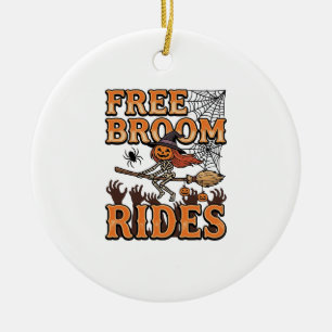 Kostenlose Besenfahrten Halloween Hexe Skelett Des Keramik Ornament