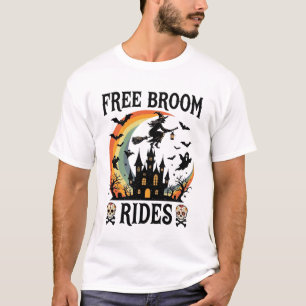 Kostenlose Besenfahrten Halloween Hexe Verlassenes T-Shirt