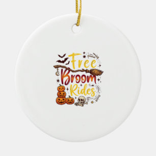 Kostenlose Besenfahrten Halloween Kürbisse Schädel Keramik Ornament