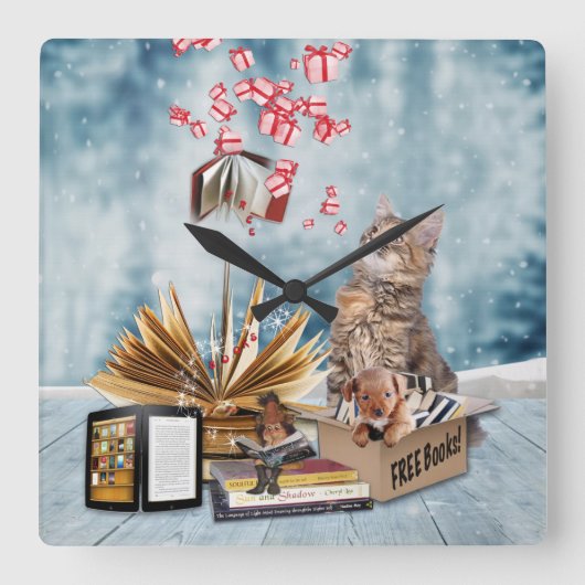 Kostenlose Bücher Quadratische Wanduhr (Vorderseite)