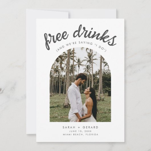 Kostenlose Drinks Sprichwort I do Arch Foto Beach Save The Date (Vorderseite)