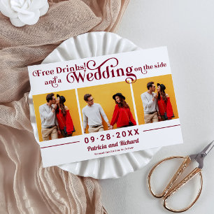 Kostenlose Getränke Casual Hochzeit Save The Date  Postkarte