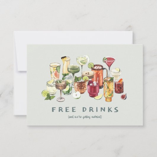Kostenlose Getränke | Cute Craft Cocktail Hochzeit (Vorderseite)