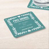 Kostenlose Getränke Erlangung Save the Date Unters Rechteckiger Pappuntersetzer (angewinkelt)