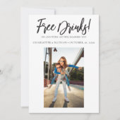 Kostenlose Getränke Funny Black & White Save the D Einladung (Vorderseite)