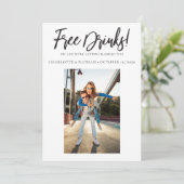 Kostenlose Getränke Funny Black & White Save the D Einladung (Stehend Vorderseite)