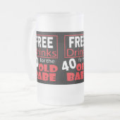 Kostenlose Getränke für die 40-jährige Geburtstags Mattglas Bierglas (Vorderseite Links)